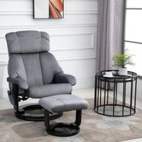 Massagesessel mit Hocker Liegefunktion+Massagefunktion Grau