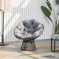 Papasansessel Korbsessel Sessel mit Polster 360 Grad Rattan Grau