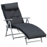 Sonnenliege mit Kissen 7-stufige Rückenlehne Relaxliege Metall Textil137 x 63,5 x 100,5 cm - Schwarz