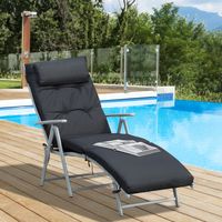 Sonnenliege mit Kissen 7-stufige Rückenlehne Relaxliege Metall Textil137 x 63,5 x 100,5 cm - Schwarz