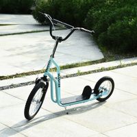 Kinderroller Scooter Tretroller mit Kickboard und Luftreifen16/12 Zoll Blau