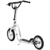 Kinderroller Scooter Tretroller Cityroller mit Kickboard und Luftreifen 12 Zoll Weiß