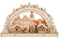 LED Schwibbogen: Weihnachtsmarkt. Aus Holz,