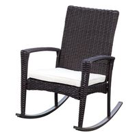 Schaukelstuhl mit Kissen Polyrattan+Metall Braun 66x88x98cm