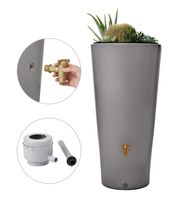 VASO 2in1 Regenspeicher 220 L zinkgrau inkl. Anschlussset und Auslaufhahn