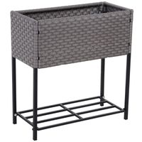 Poly Rattan Hochbeet Blumentopf Blumenkasten mit Füßen mit Ablage