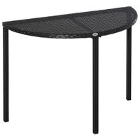 Balkontisch, halbrund Polyrattan + Metall Schwarz 100 x 50 x 74 cm