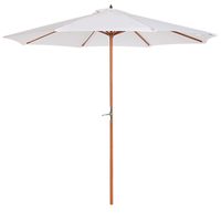 Holz Sonnenschirm Holzschirm Gartenschirm Balkonschirm Creme 2,5m