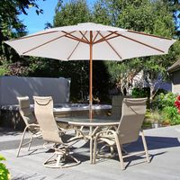 Holz Sonnenschirm Holzschirm Gartenschirm Balkonschirm Creme 2,5m
