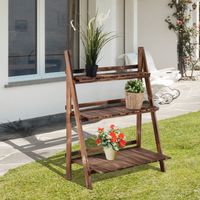 3 stufige Pflanzregal Tannenholz Dunkelbraun 80 x 37 x 93 cm