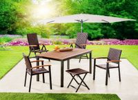 Gartentisch "Genua" mit Holzplatte aus Aluminium ca. 150 x 90 x 74 cm - Braun 