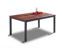 Gartentisch "Genua" mit Holzplatte aus Aluminium ca. 150 x 90 x 74 cm - Braun 