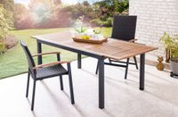 Ausziehbarer Gartentisch "Genua" mit Holzplatte aus Aluminium ca. 150-200 x 90 x 74 cm - Braun 