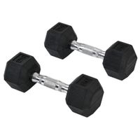 2er-Set Gummi-Hantel Fitness Hantel Kurzhantel für Trainingsraum schwarz 5 KG
