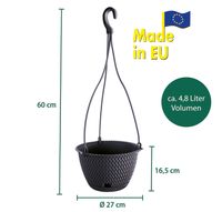 Strickoptik-Hängetopf, ca. 4,8 Liter - Anthrazit