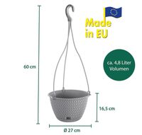 Strickoptik-Hängetopf, ca. 4,8 Liter - Steingrau