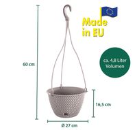 Strickoptik-Hängetopf, ca. 4,8 Liter - Mocca