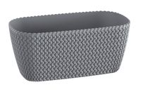 Strickoptik-Balkon-Pflanzkasten ca. 39,5 x 18 x 14,5 cm - Steingrau