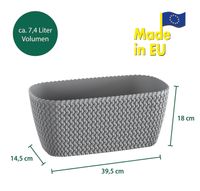 Strickoptik-Balkon-Pflanzkasten ca. 39,5 x 18 x 14,5 cm - Steingrau