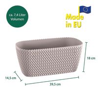 Strickoptik-Balkon-Pflanzkasten ca. 39,5 x 18 x 14,5 cm - Mocca