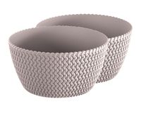 2er-Set Strickoptik-Blumentopf, ca. 3,8 Liter - Mocca 