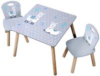 Kindertisch mit 2 Stühlen, weiß - 3er Set - Alpaka