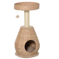 Kratzbaum mit Katzenhöhle Ballspielzeug Sisal weiche Plüsch Höhe 82,5 cm Gelb