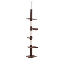 Kratzbaum mit Sisalsäulen Deckenhoch höhenverstellbar, Braun, 40 x 34 x 230-260 cm