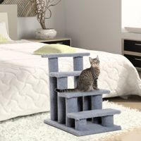 Tiertreppe Katzentreppe Hundetreppe Treppe für Katze und Hunde 4 Stufen Beige/Grau 63,5x43x60cm