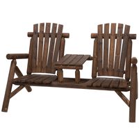 Gartenbank mit Tisch Gartenmöbel Sitzbank 2 Stühle Massivholz Braun