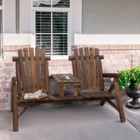 Gartenbank mit Tisch Gartenmöbel Sitzbank 2 Stühle Massivholz Braun