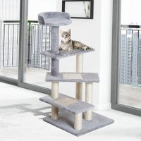 Katzenkratzbaum Treppe 5 Schichten Beige Grau 48 x 48 x 99,5 cm (LxBxH)