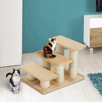 Tiertreppe Katzentreppe Hundetreppe 3 Stufen Treppe für Katze und Hunde Plüsch Creme 45 x 35 x 34 cm