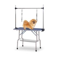 Tierpflegetisch mit Unterkorb höhenverstellbar klappbar Edelstahl Metall Blau 107 x 60 x 170 cm