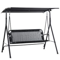 3-Sitzer Hollywoodschaukel Schaukelstuhl Outdoor Gartenliege Schwarz