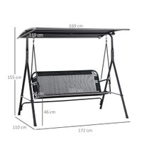 3-Sitzer Hollywoodschaukel Schaukelstuhl Outdoor Gartenliege Schwarz