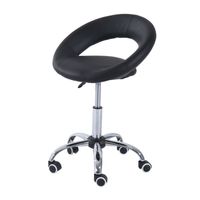 Rollhocker Arbeitshocker Drehhocker Bürostuhl verstellbar, PU+Metall, Schwarz, 50 x 54 x (66-78) cm