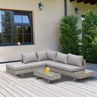 3-tlg. Luxus Gartengarnitur Polyrattan Garten Sitzgruppe mit Ablagen