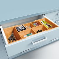 Aufbewahrungsbox Ordnungsbox Schubladen Organizer ausziehbar Bambus Natur L24,6 x B17,6 x H7 cm