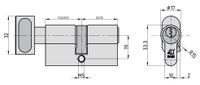 Profil-Knaufzylinder - V50 30/30 mm - Verschiedenschließend