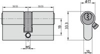 Bau-Zylinder - G100 - 30/30 mm - Profil-Doppelzylinder- Verschiedenschließend