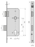 Einsteck-Haustürschloss - ES 978 - Lochung: PZW - Stulp 20 mm käntig - DIN Links