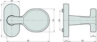 Schmalrahmen-Knopf - SR 5000 - auf Rosette - Edelstahl - oval - 8 mm - drehbar