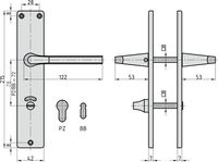 Langschild-Drücker-Garnitur - ZB 4100 - Alu F1 - eckig - Lochung: WC