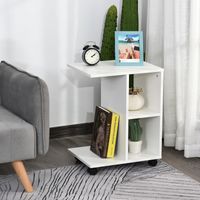 Beistelltisch in C-Form, Kaffeetisch, Couchtisch, Standtisch, Eckschreibtisch, Weiß