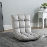 Bodenstuhl 3-in-1 Klappbar Bodensessel mit Rückenlehne 13 Positionen Verstellbare Klappliege Sitzkissen Grau Metall Schaumstoff 55 x 71 x 53,5 cm