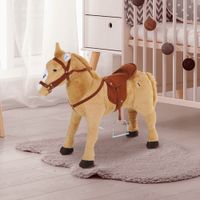 Reitpferd Spielpferd Plüschpferd Spielpferd für Kinder Stehpferd mit Sound Beige 85 x 28 x 60 cm