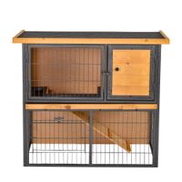 Zwergkaninchenstall mit verschließbare Tür, Holz-Metall, Hellgelb
