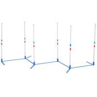 Hunde Slalomstangen Agility Training Inklusive 600D Tasche Kunststoff Weiß+Blau 305 x 60 x 94 cm