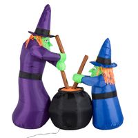 Halloween Deko Aufblasbare Hexen Hexenkessel Figur Luftfigur mit LED 1,8m